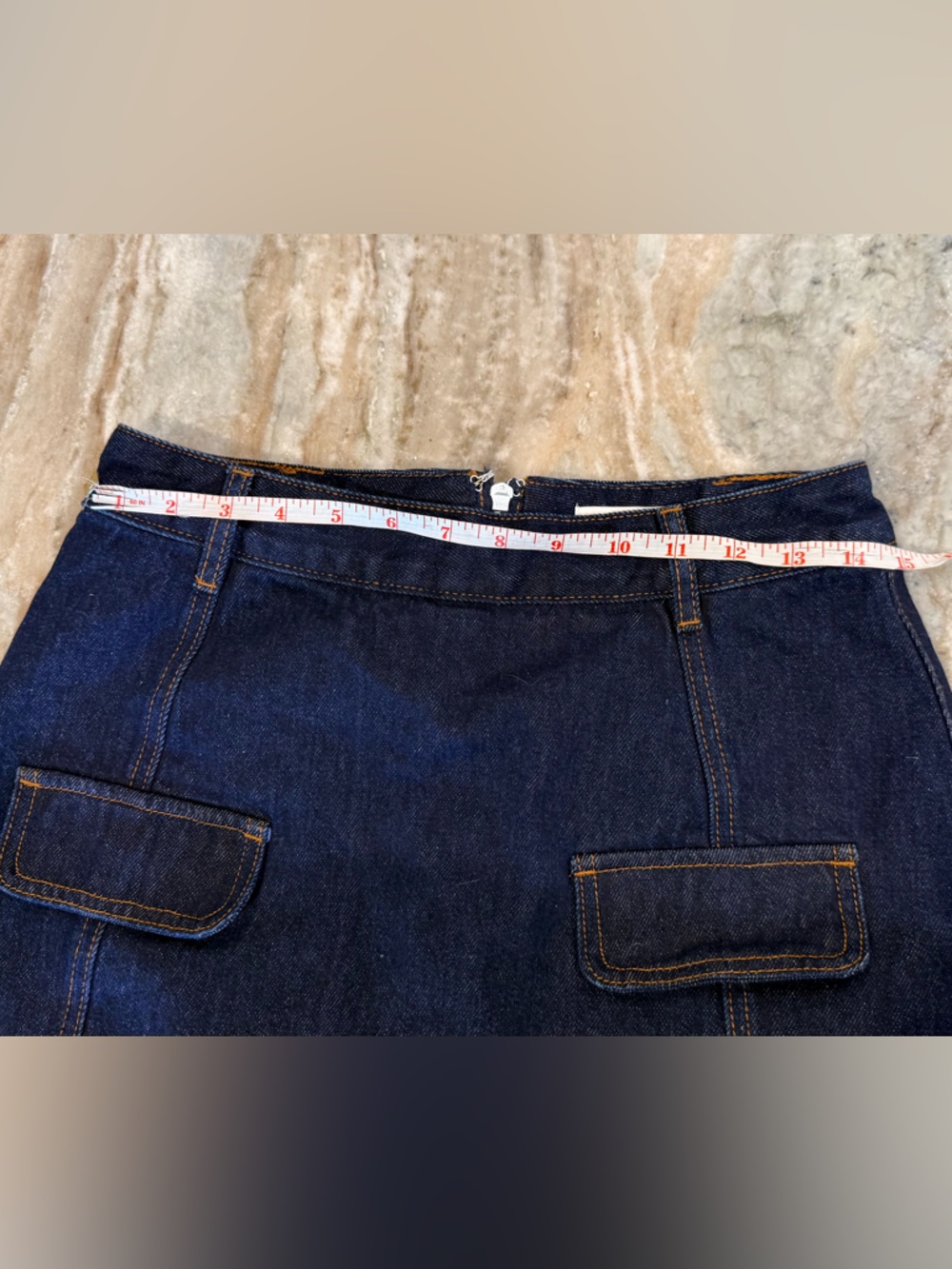 Women’s MESHKI Rosalyn mini denim skirt- indigo blue. Size medium - Picture 8 of 8